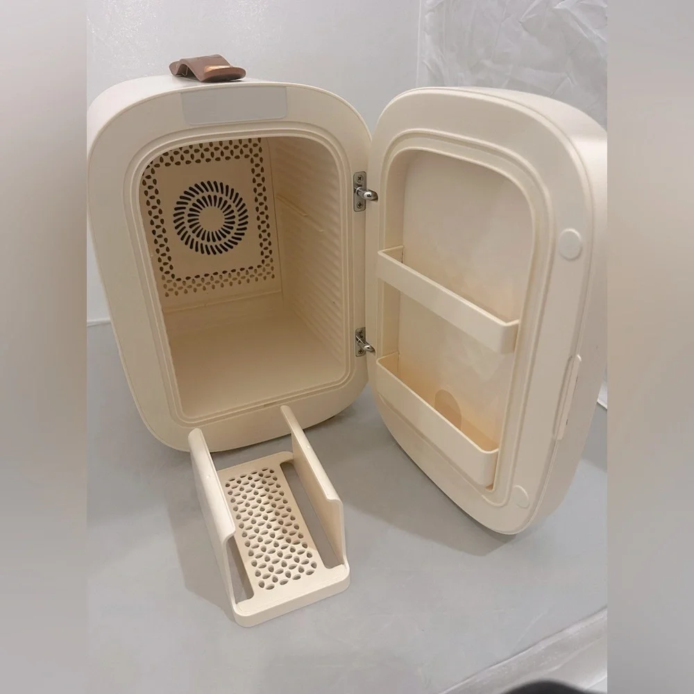 Qubi | Cream Portable Storage Case with Leather Top Handle